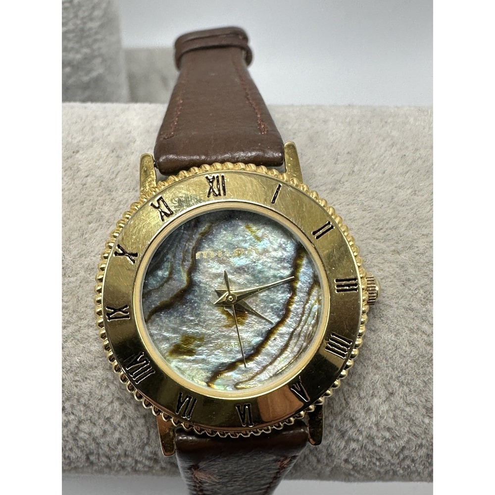 Milan DTL552 New Battery‎ Abalone Ladies Watch 28MM 6.75" Leather Band P75